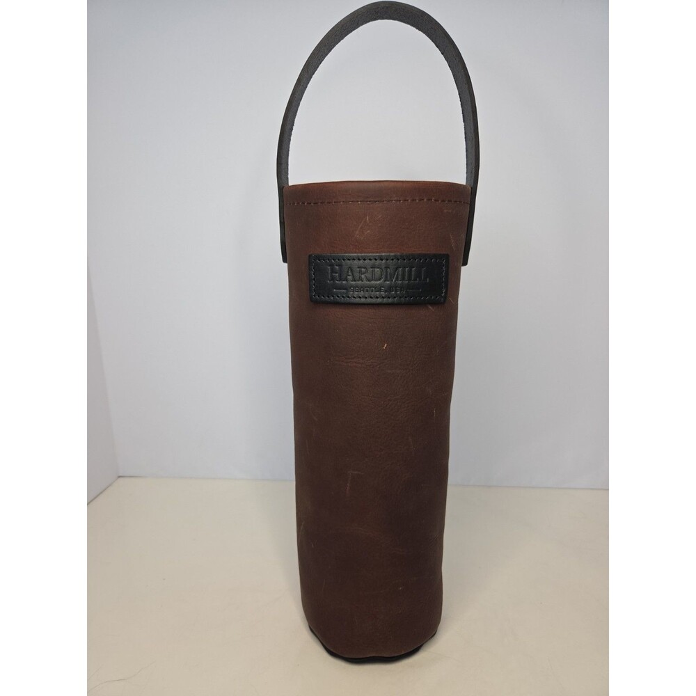 Hardmill Seattle Full Grain Leather Wine Bottle Tote Bag Carrier Made n USA EUC